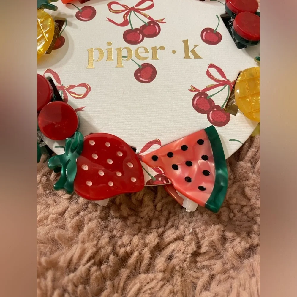 NWT Piper K Variety of Acrylic Summer Fruit Hair Clips